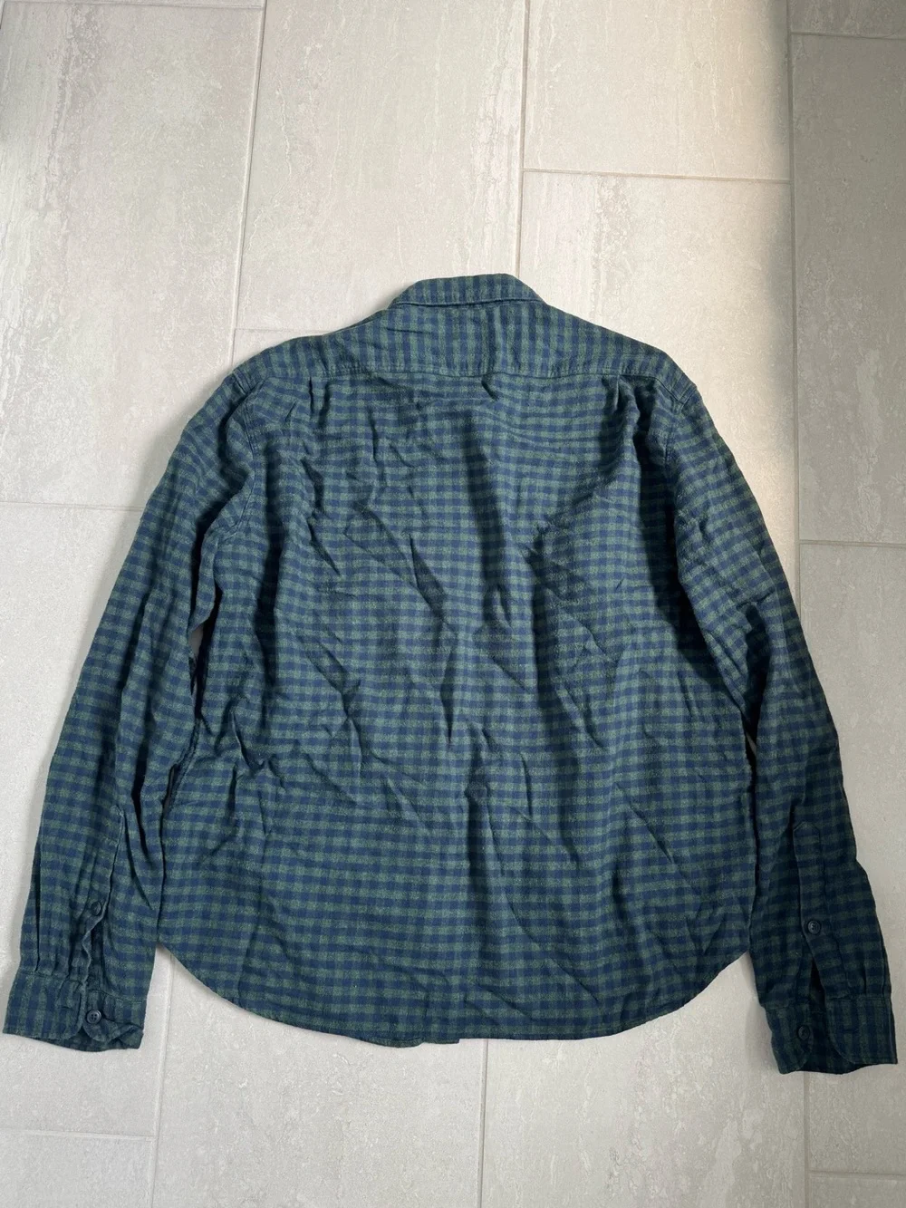 J. Crew Mercantile Blue and Green Plaid Flannel Button-Down Shirt